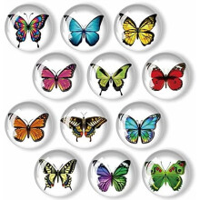 Conjunto de 12 ímãs de geladeira em formato de borboleta de cristal – Ímãs fortes compatíveis com geladeira, quadro branco, armário e
