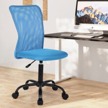 Executive Mesh Office Chair Armless Computer Chairs Adjustable Desk Chair with Lumbar Support for Adults, Blue