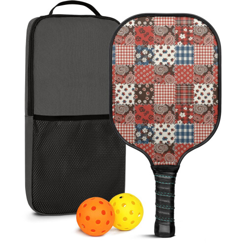 Σετ κουπιών Pickleball με κουπιά από fiberglass σε σχέδια λουλουδιών, 2 μπάλες και τσάντα –