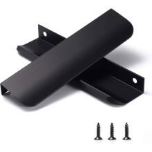 Poignées de meuble Edge noires en aluminium 200 mm, lot de 5