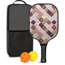 Sada pálek na pickleball se 2 míčky a taškou – rakety ze skelných vláken s květinovým vzorem, vhodné pro hru uvnitř i venku.