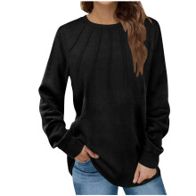 Blusa túnica informal de manga larga con cuello redondo para mujer.