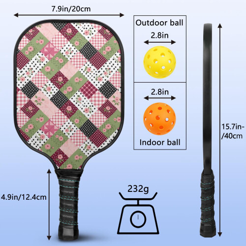 Σετ ρακέτες Pickleball με 2 μπάλες και τσάντα – Ρακέτες από fiberglass με λουλούδια, 2