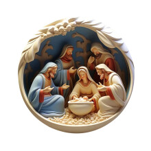 Nativity Scene Ornaments, 3.14" Dia, Christmas Tree Hanging Decor, Birth of Jesus Religious Gifts for Christians & Families