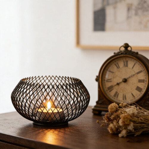 Iron Candlestick Holder with Black Chain – 1 Piece 1