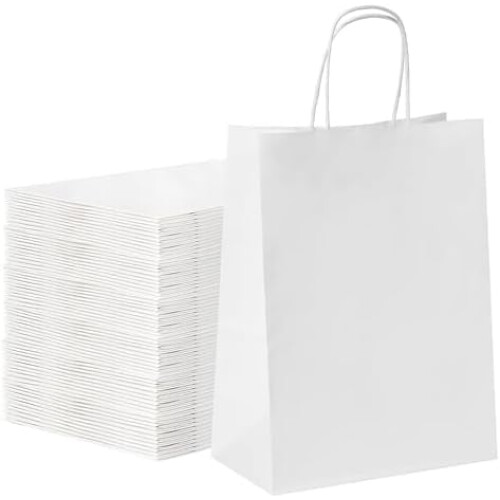 Sacolas de presente de papel kraft com alças - 100 unidades