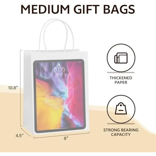 Sacolas de presente de papel kraft com alças - 100 unidades 1