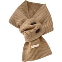 Cachecol feminino de inverno, 100% lã, com botões de madeira, protetor de pescoço tricotado, ideal para climas frios.