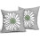 Μαξιλαροθήκες Sage Green & White Daisy 18x18, Σετ 2 τεμαχίων, Τετράγωνες Θήκες Μαξιλαριών από 2