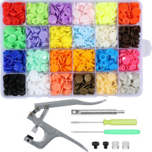 240Pcs T5 Snap Fasteners Kit with Press Plier, 12mm Resin Snaps, 24 Colors, Compatible with T5 tools