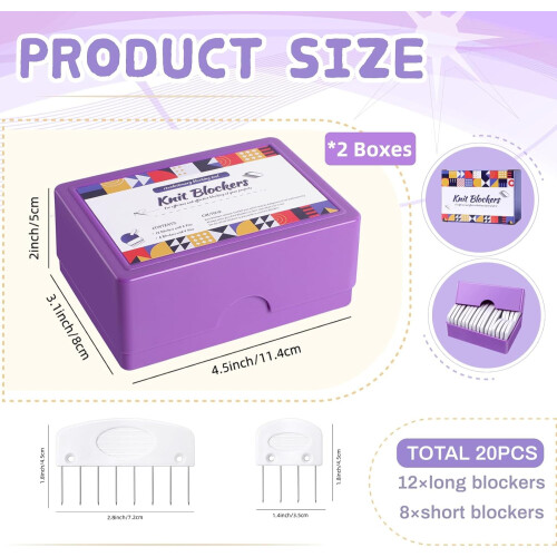 Κιτ 2Boxes Knit Blockers & Pins, Χτένες για μπλοκάρισμα πλεξίματος, ράψιμο βελονάκι, δαντέλα, 1