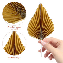 OUNONA Folding Fan Shaped Cake Picks Golden Paper Decorative Supplies