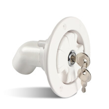 RV Water Fill Hatch Filter with Lockable Key, White