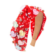 Diademas para el Día de San Valentín para mujeres, pinzas para el cabello, pinzas para el cabello, diademas de tela con borde ancho, pinzas para