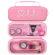BOVKE Travel Stethoscope Case for 3M Littmann Classic III, Lightweight II S.E, MDF Acoustica Lightweight Stethoscopes, Mesh Pocket for Pen Lights, Me