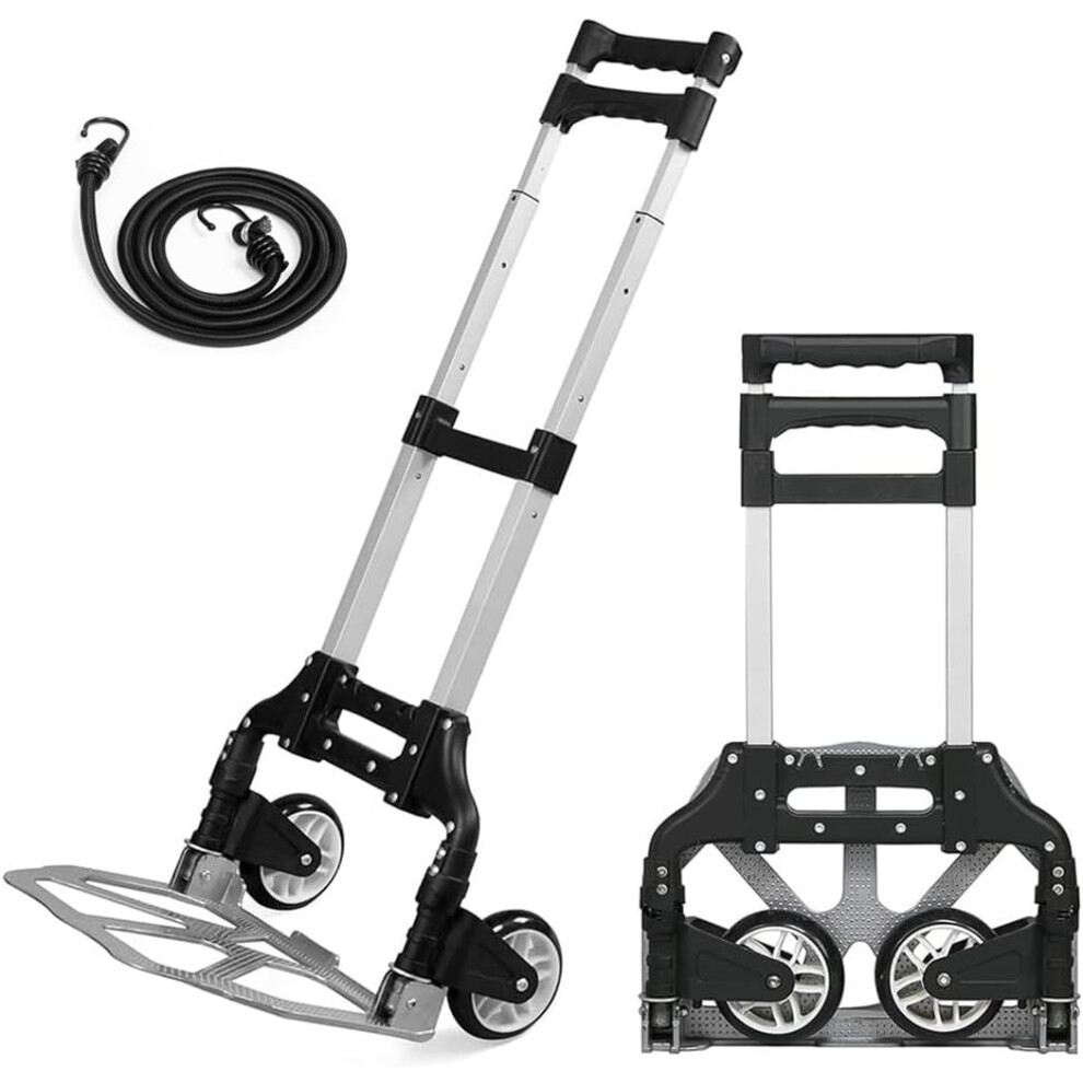 Rynli Aluminium Folding Hand Truck Heavy Duty Foldable Sack Trolley On Wheels Barrow Cart Upto 85Kg Load Capacity For Moving Boxes And Heavy Items 32920345