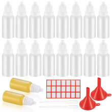 20 Pcs 15ml/0.5oz Plastic Dropper Bottles, Empty Squeezable Bottles with Cap for Essential Oil, with Funnel/Transfer Pipettes/Sticker