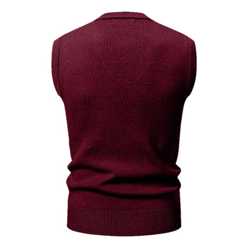 Men's V-Neck Sweater Vest Solid Color Relaxed Fit 2