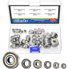 Glarks 60pcs 693ZZ 623ZZ 624ZZ 685ZZ 687ZZ 627ZZ Carbon Steel Bearings, Deep Groove Ball Bearing, Double Shield Miniature Groove Ball Bearings Suitab