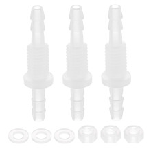 sourcing map 3Pcs Plastic Hose Barb Fitting, 5/32" x 5/32"(4mm x 4mm) Bulkhead Adapter Union Splicer Mender Pipe Connector with M8 Nut and Washer for