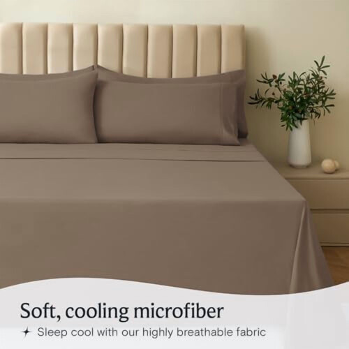 Microfiber Queen Sheet Set Deep Pocket 18 inch 4 pcs 2