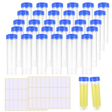 26 Pcs 50ml Plastic Test Tubes with Lids, Sample Bottles Sample Vials Containers, Test Vials Shot Tubes with Screw Caps Lid for Lab DIY Crafts Liquid