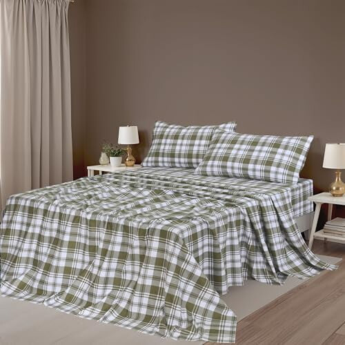 Cotton Flannel Cal King Sheet Set 4-Piece Deep Pocket 1