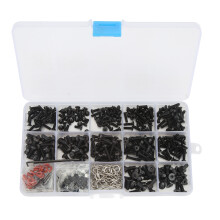 Kit de vis RC 522 pièces M3/M4 transparent, boîte de 174x100x21 mm