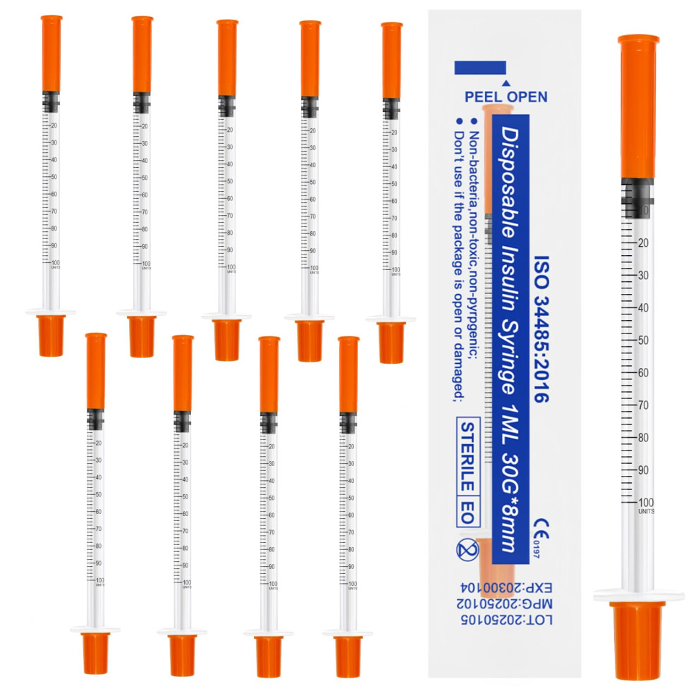10 Pcs 1Ml Plastic Syringes Colostrum Syringe 1Ml Syringes Individually 30G*8Mm Multi Purpose Precision Distribution Measuring Tools 10047804