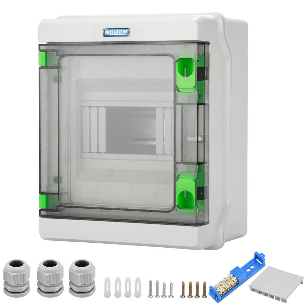 Mollom 6 Way Ha Series Power Distribution Box With Bus Bars And Din Rail For Miniature Circuit Breaker Mcb,Waterproof Ip66,Solar Power Distribution P 12586882