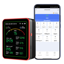 WiFi Air Quality Monitor: 15 in 1 Air Quality Tester Detects PM, CO2, TVOC, HCHO, PM, AQI, Temperature and Humidity, CO2 Monitor with App remote cont