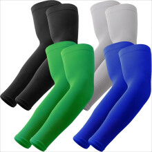 4 Pairs Arm Sleeves, Cooling UV Sun Protection Sports Compression Sleeves for Men Women, Golf Basketball Arm Sleeves