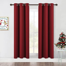 Burgundy Red Blackout Curtain Panels, Thermal Insulated Grommet Top, 42x72-Inch (1 Pair), Compatible with Christmas Bedroom Decor