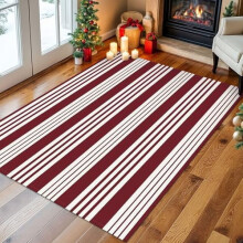 Tappeto in cotone a righe rosse 4'x6' per interni ed esterni