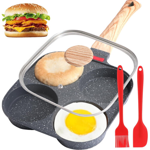 4-Cup Non-Stick Omelette Pan with Glass Lid