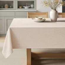Tischdecke aus elfenbeinfarbenem Leinen-Polyester-Gemisch, rechteckig, 60 x 120 Zoll