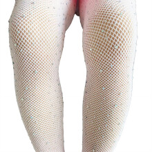 Sparkle Tights,Stylish Rhinestones Knee High Socks,Comfortable Elastic Trendy Fishnet Warm Tights,Pink