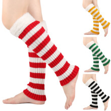 Leg Warmers for Women Girl Y2K Ribbed Striped Leg Warmer Trim Knitted Christmas Socks Fall Winter Streetwear