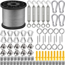 GZFTMKOBNS 2MM Garden Wire for Climbing Plants, 50m Heavy Duty 304 Stainless Steel Cable Rope Kit With M5 Turnbuckle Wire Tensioner