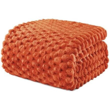 King Size Fleece Blanket for Bed, 90x104 Inches Stylish Jacquard Velvet Soft Blanket, Fuzzy Cozy Lightweight for Winter, Burnt Orange
