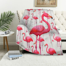 Superblødt flamingo-pelstæppe til kvinder og piger – plys, varmt, luftigt, kompatibelt med stue, sofa, seng, rejser og camping