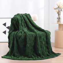 Green Fleece Throw Blanket 50"x60", Super Soft Plush Microfiber Flannel with 3D Checkered Design, Lightweight – Compatible with Couch, Sofa & Bed