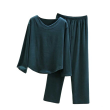 Dames thermische pyjamaset met V-hals, fleece, 2-delig, maat L-2XL, groen