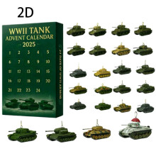 Adventskalender met tankthema uit de Tweede Wereldoorlog – 24 acrylversieringen