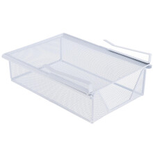 Under Shelf Wire Basket Mesh Closet Hanging Basket for Office Wardrobes Home White