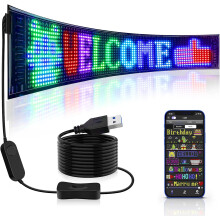 Qnoavve Scrolling Huge Bright Advertising LED Sign, 26.8"x4.7" Flexible USB 5V LED Store Sign Bluetooth App Control Custom Text Pattern Animation Pro