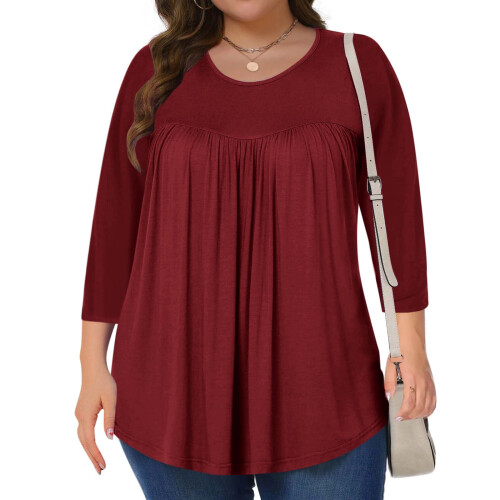 Μπλούζες Plus Size για γυναίκες, καλοκαιρινές μπλούζες, χιτώνας, 3/4 μανίκια, επίσημα 2