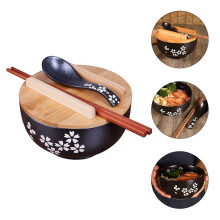 Bol à nouilles ramen 5 pièces, couleur noire, avec fonction de maintien au chaud pour la maison