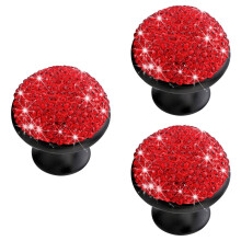 Lot de 3 boutons de porte/tiroir décoratifs en nickel avec poignée en strass