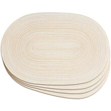 Ovale flettede dækkeservietter beige 30x43 cm sæt med 4